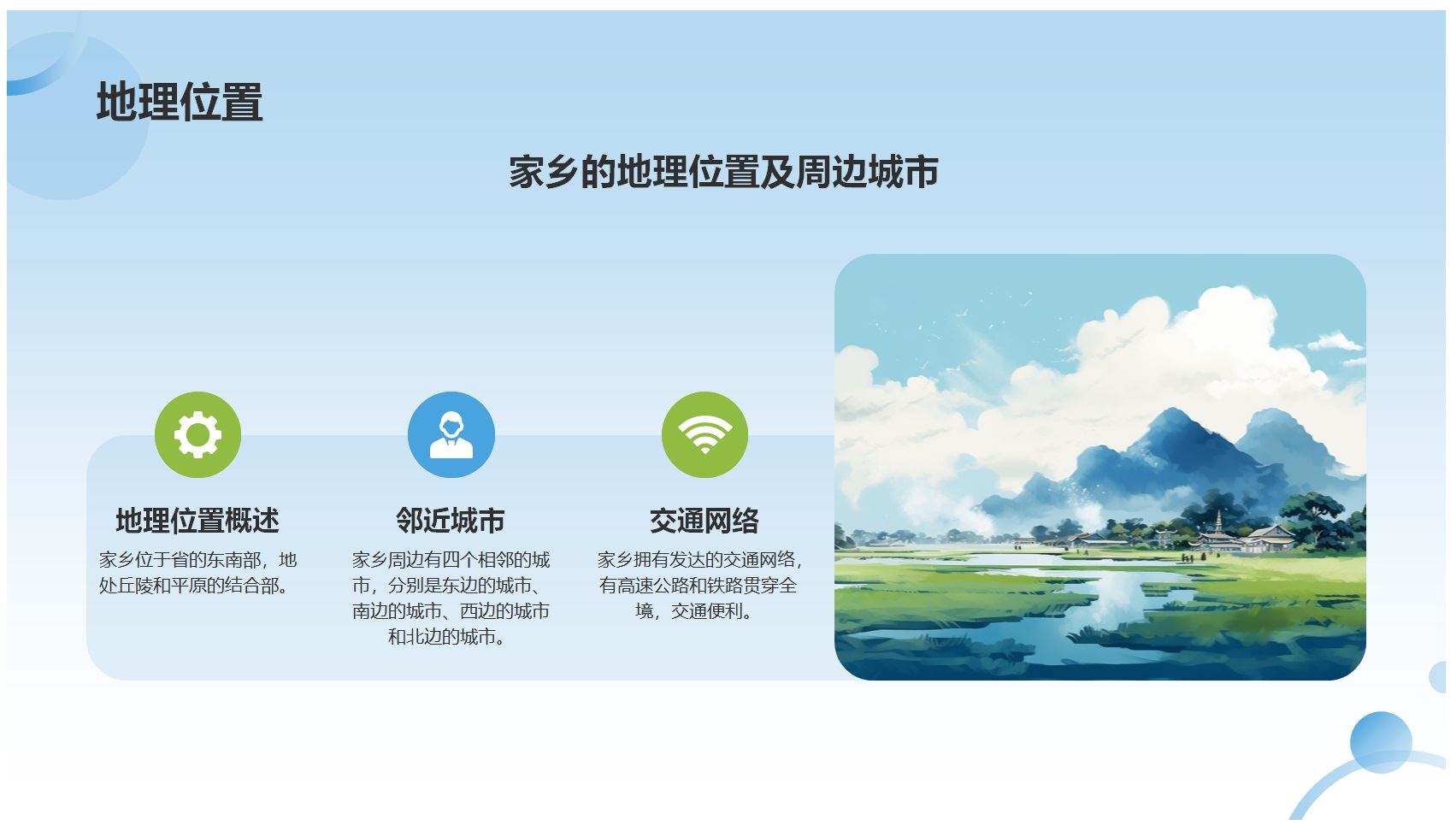 【PPT202308017】蓝色渐变介绍家乡PPT模板 第 5 张